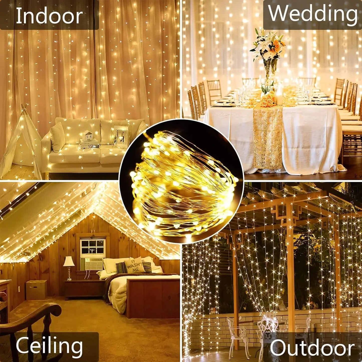 Solar Curtain String Lights