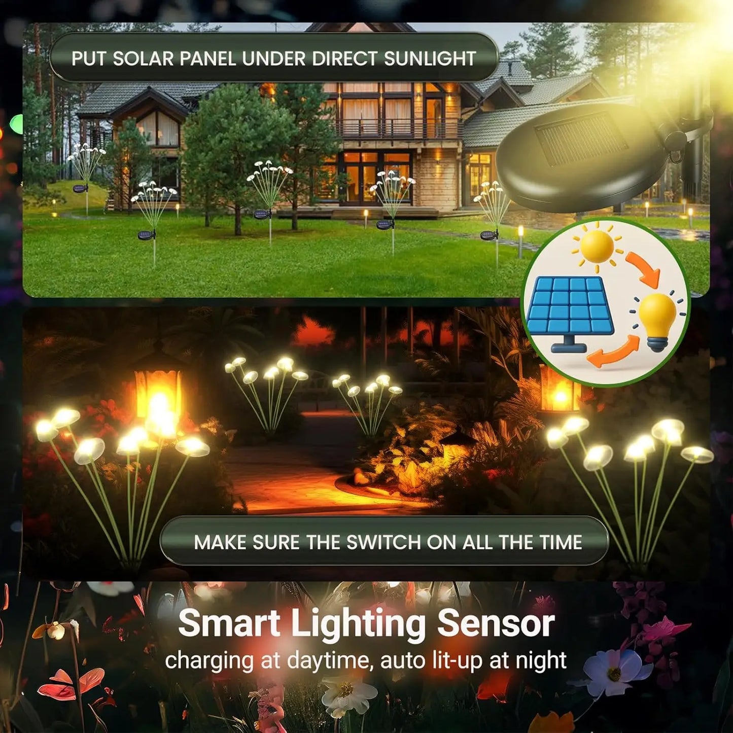 Solar Mushroom Garden Lights Outdoor - Warm White LED Jellyfish Stake Lights for Lawn, Patio & Garden Decor