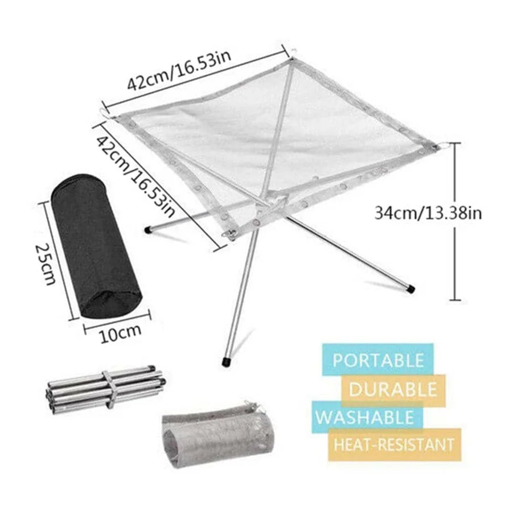 Portable Foldable Fire Pit & Wood Stove - Ultralight Stainless Steel Camping Fire Pit for Backyard, Trekking & Outdoor Cooking