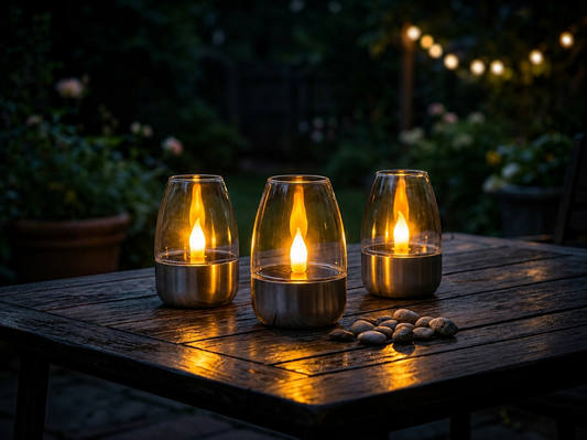 Solar Flameless Candles Outdoor Waterproof - Flickering LED Candle Lights for Garden, Patio & Wedding Decor