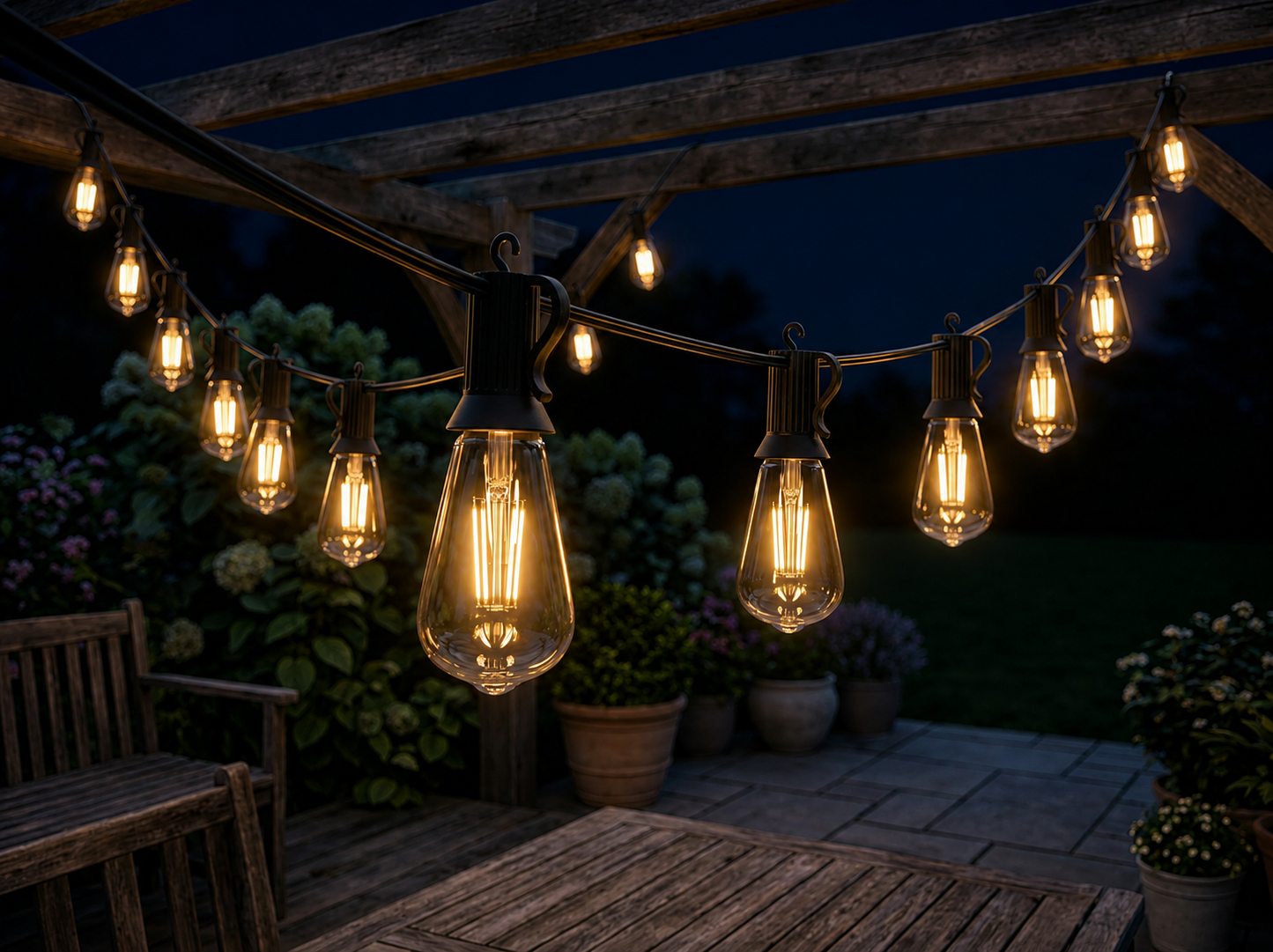 Solar String Lights Outdoor ST38 - Shatterproof Festoon Garland Lights for Patio, Garden, Pergola & Party