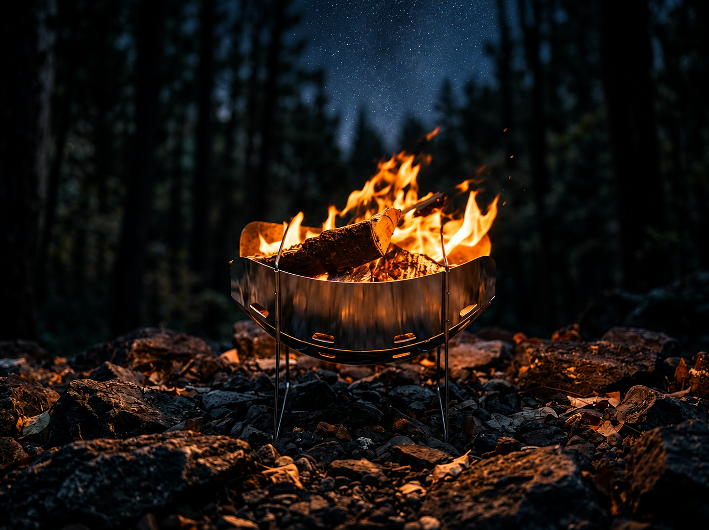 Portable Foldable Fire Pit & Wood Stove - Ultralight Stainless Steel Camping Fire Pit for Backyard, Trekking & Outdoor Cooking