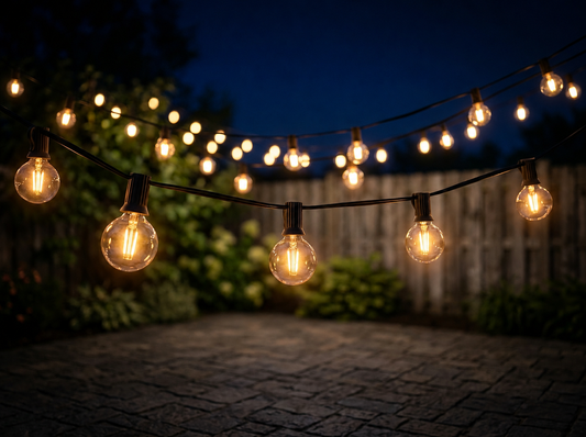 Outdoor Patio String Lights - Waterproof G40 Edison Bulbs for Backyard, Garden & Pergola