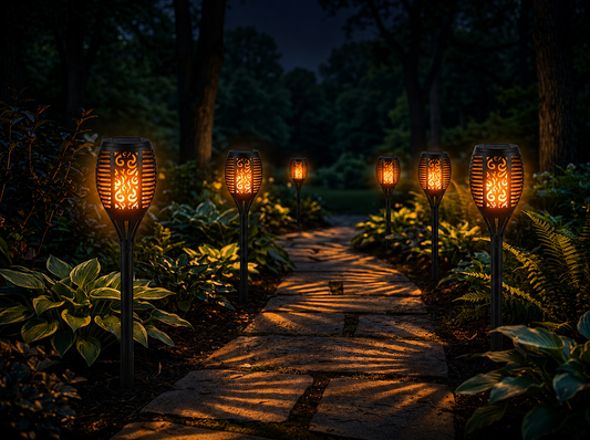 Solar Flame Torch Lights Outdoor - Flickering LED Fire Stake Lights for Garden, Pathway, Patio & Yard Decor