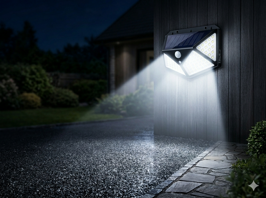 Solar Motion Sensor Light Outdoor - 100 LED 1000LM Security Wall Light for Garden, Yard & Driveway
