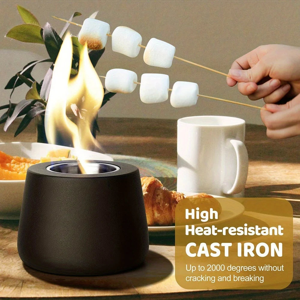 Tabletop Fire Pit - Portable Cast Iron Mini Fire Bowl for Patio, Outdoor Entertaining & S'mores