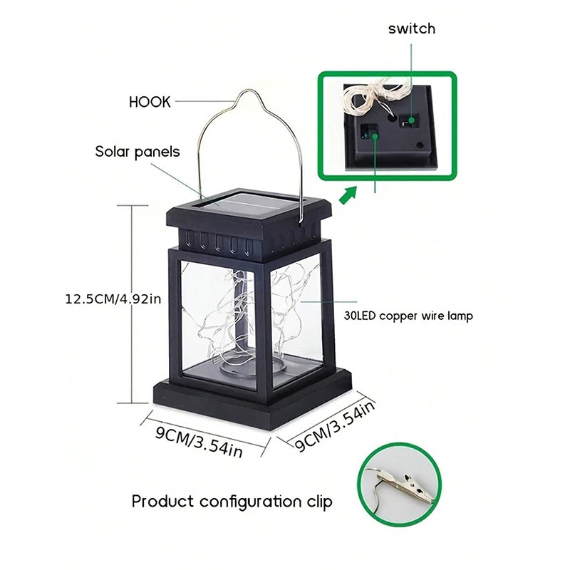 Outdoor Solar Lantern - Warm Glow Hanging Garden Lantern for Patio, Yard & Deck