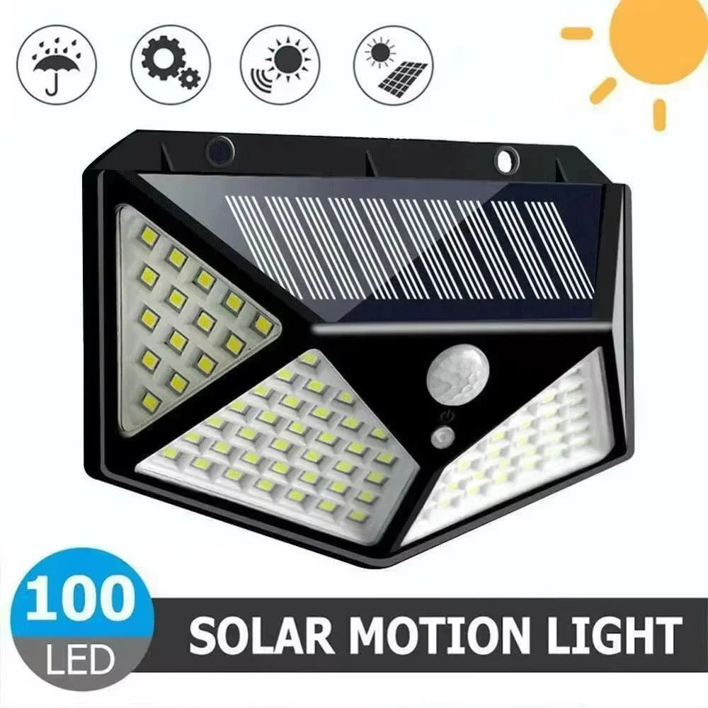 Solar Motion Sensor Light Outdoor - 100 LED 1000LM Security Wall Light for Garden, Yard & Driveway