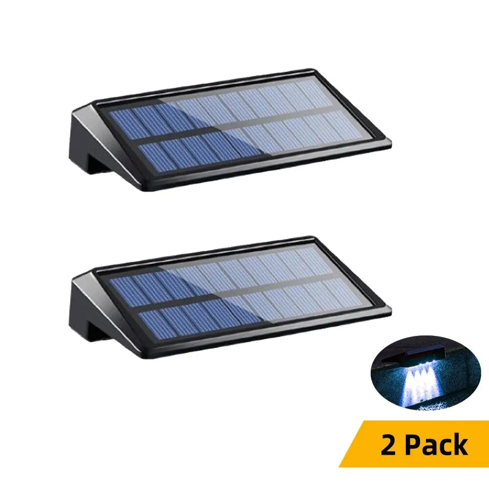 Solar Fence Lights Outdoor 2 Pack - 4 LED Waterproof Wall Lights for Fence, Deck, Yard & Pathway