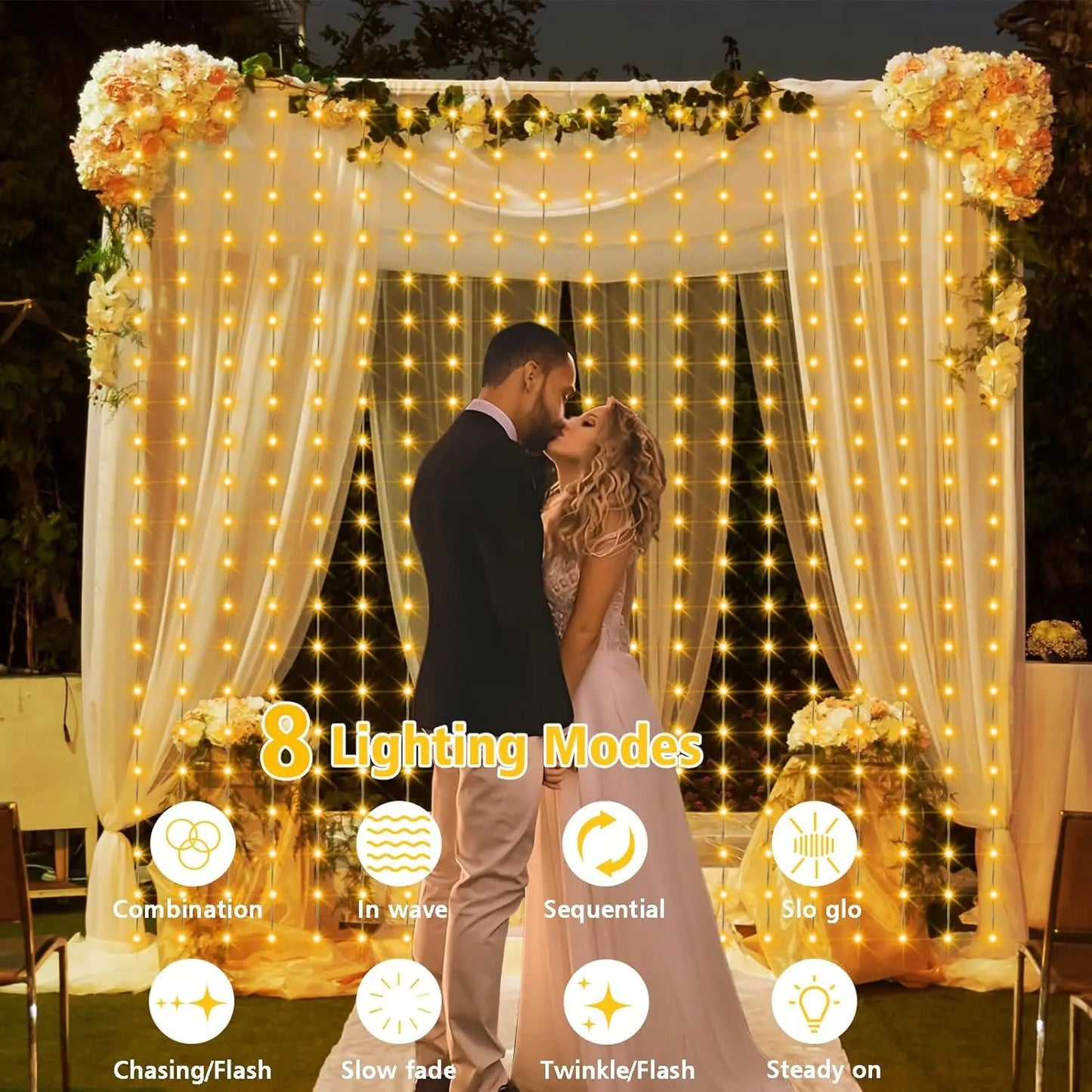 Solar Curtain String Lights