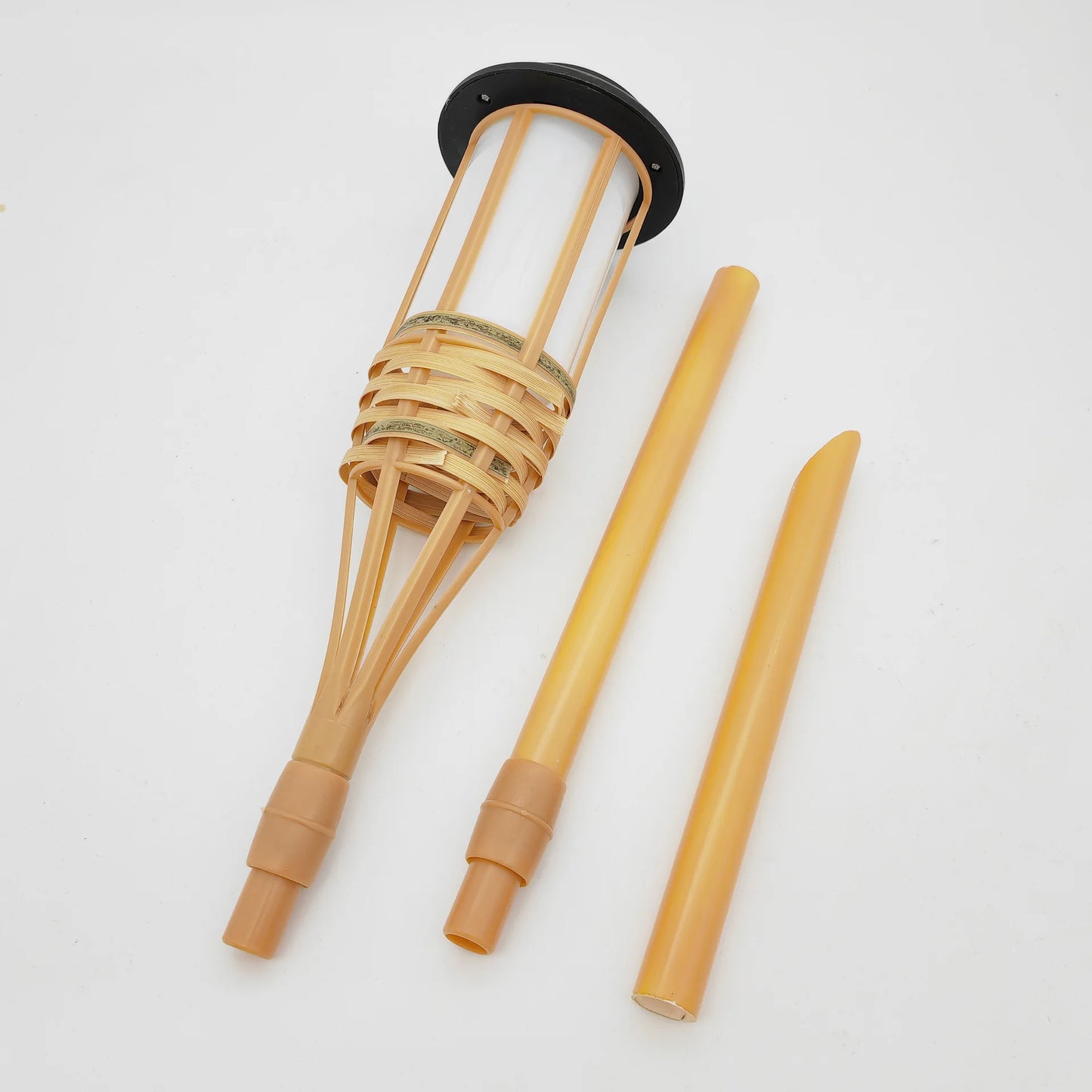 Solar Bamboo Tiki Torches - LED Flame Effect Garden Stake Lights for Backyard, Patio & Lawn