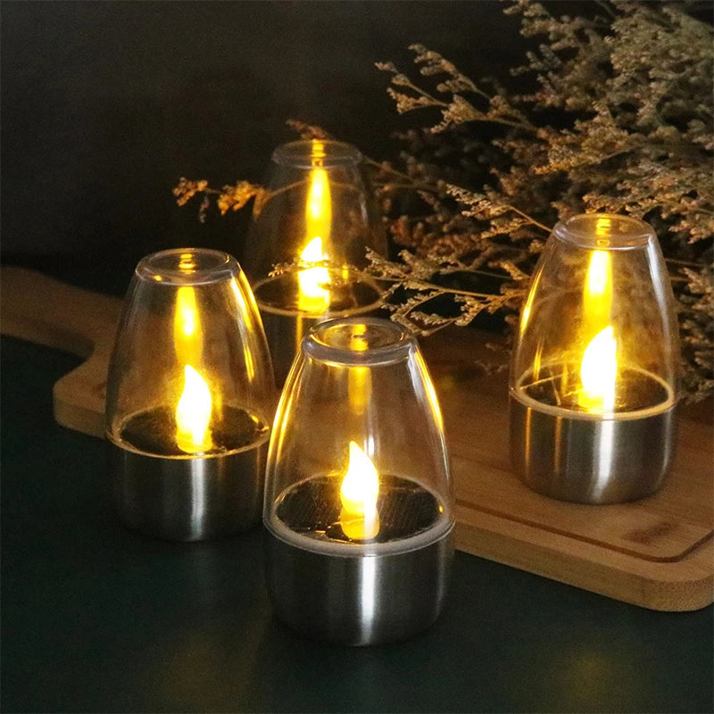 Solar Flameless Candles Outdoor Waterproof - Flickering LED Candle Lights for Garden, Patio & Wedding Decor