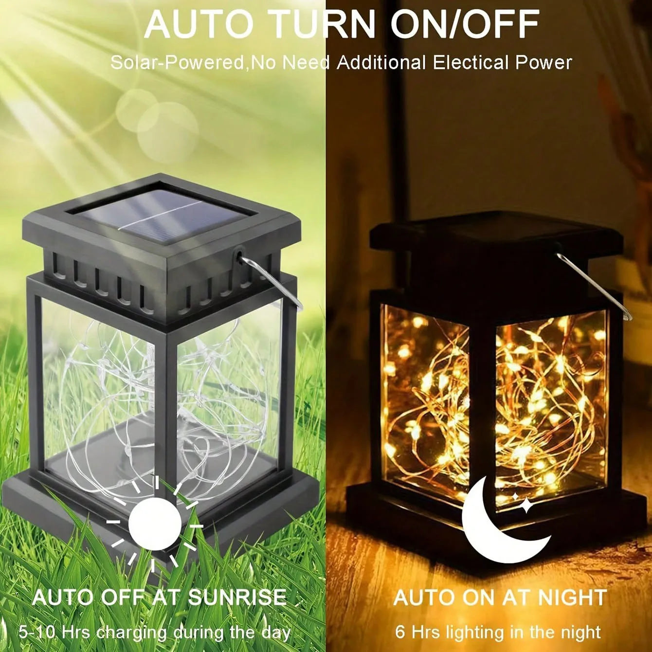 Outdoor Solar Lantern - Warm Glow Hanging Garden Lantern for Patio, Yard & Deck