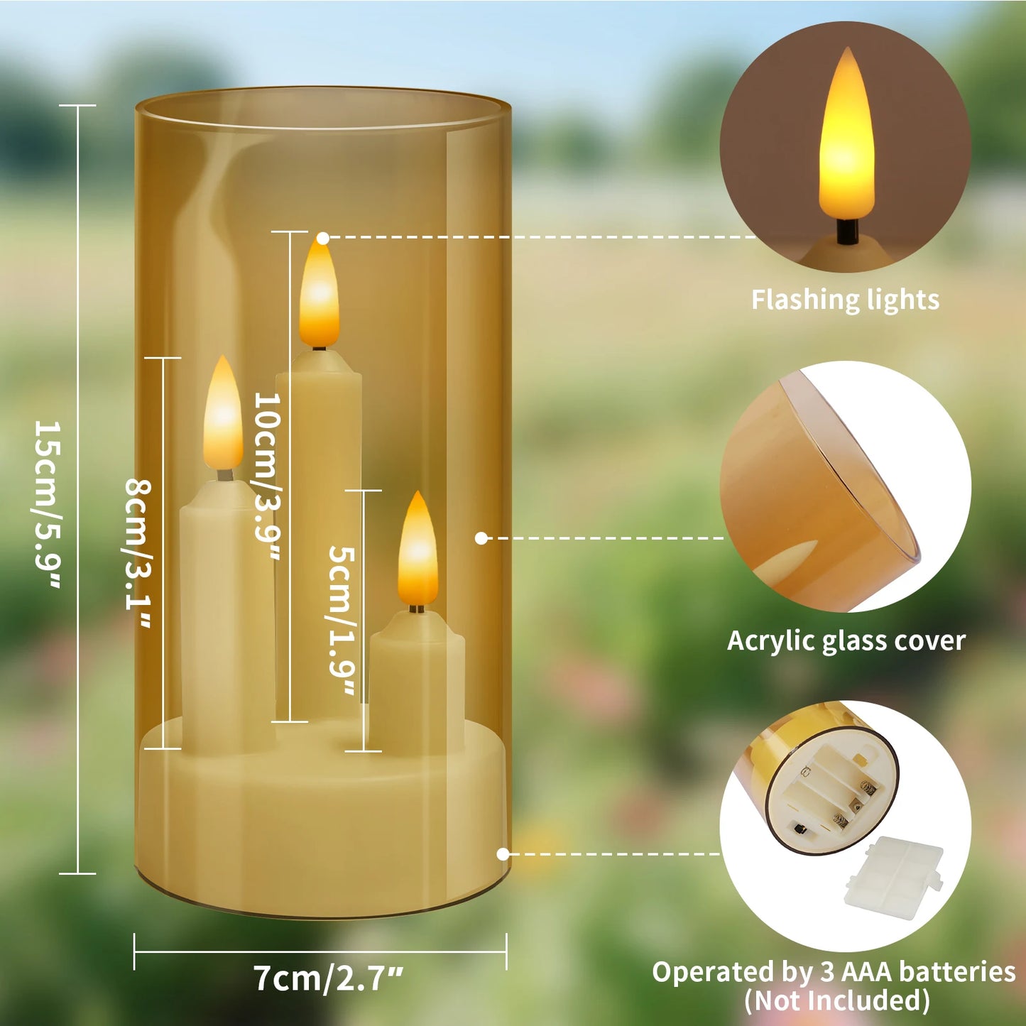 Flameless Taper Candles Set - Flickering LED Pillar Candles for Wedding, Dining Table & Home Decor