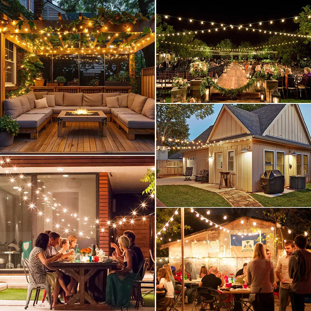 Solar String Lights Outdoor ST38 - Shatterproof Festoon Garland Lights for Patio, Garden, Pergola & Party