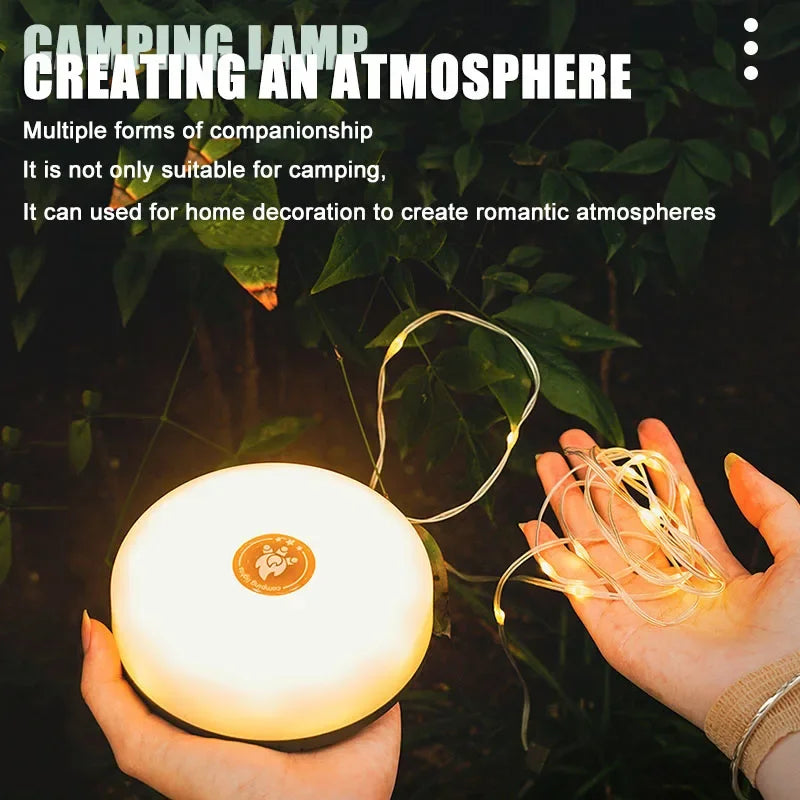 4-in-1 Solar Camping String Lights - 10M RGB LED Outdoor Tent Light with Flashlight & Hook for Camping, Patio & Garden