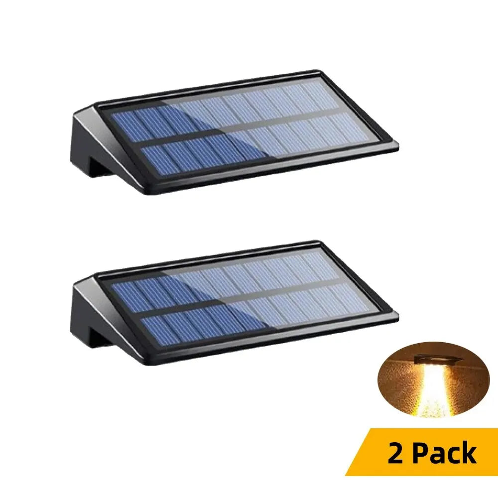 Solar Fence Lights Outdoor 2 Pack - 4 LED Waterproof Wall Lights for Fence, Deck, Yard & Pathway