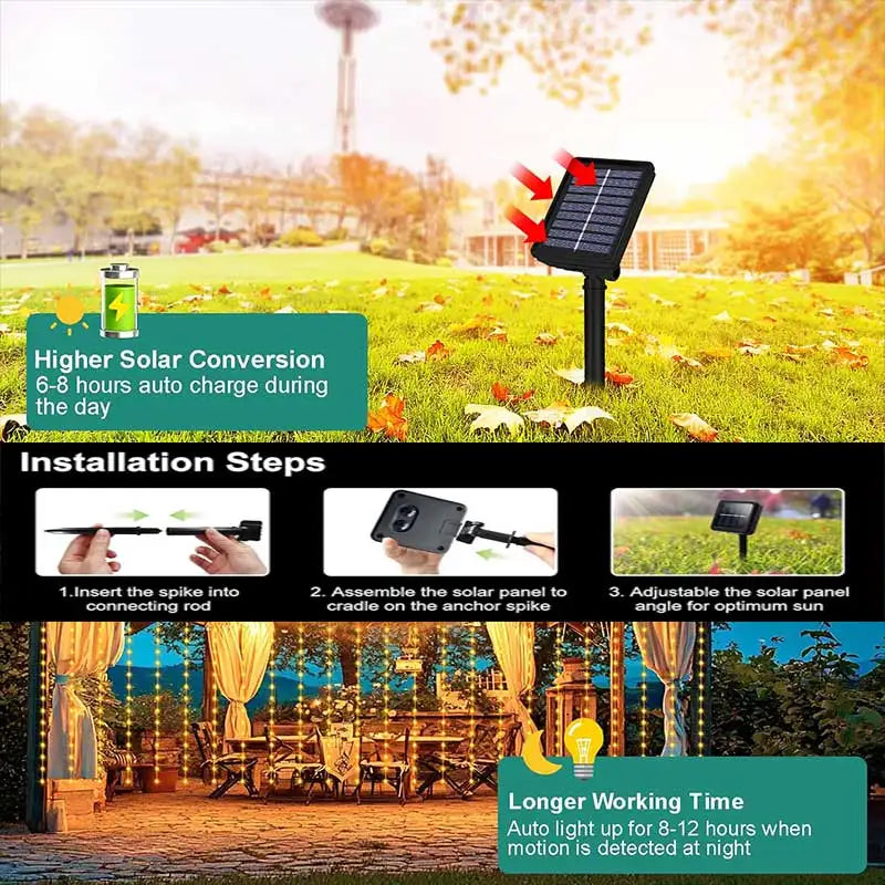 Solar Curtain String Lights