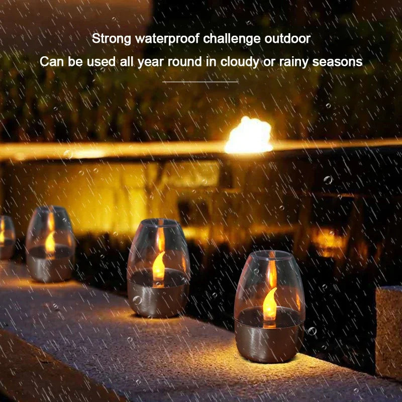 Solar Flameless Candles Outdoor Waterproof - Flickering LED Candle Lights for Garden, Patio & Wedding Decor