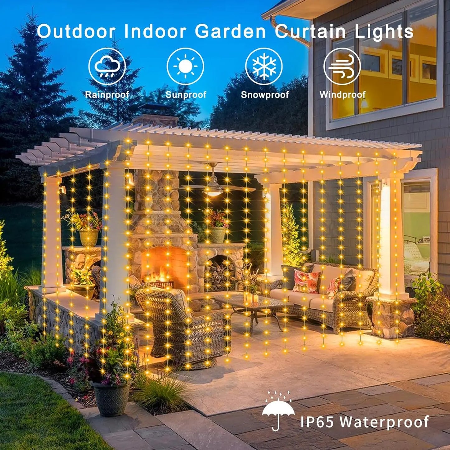 Solar Curtain String Lights