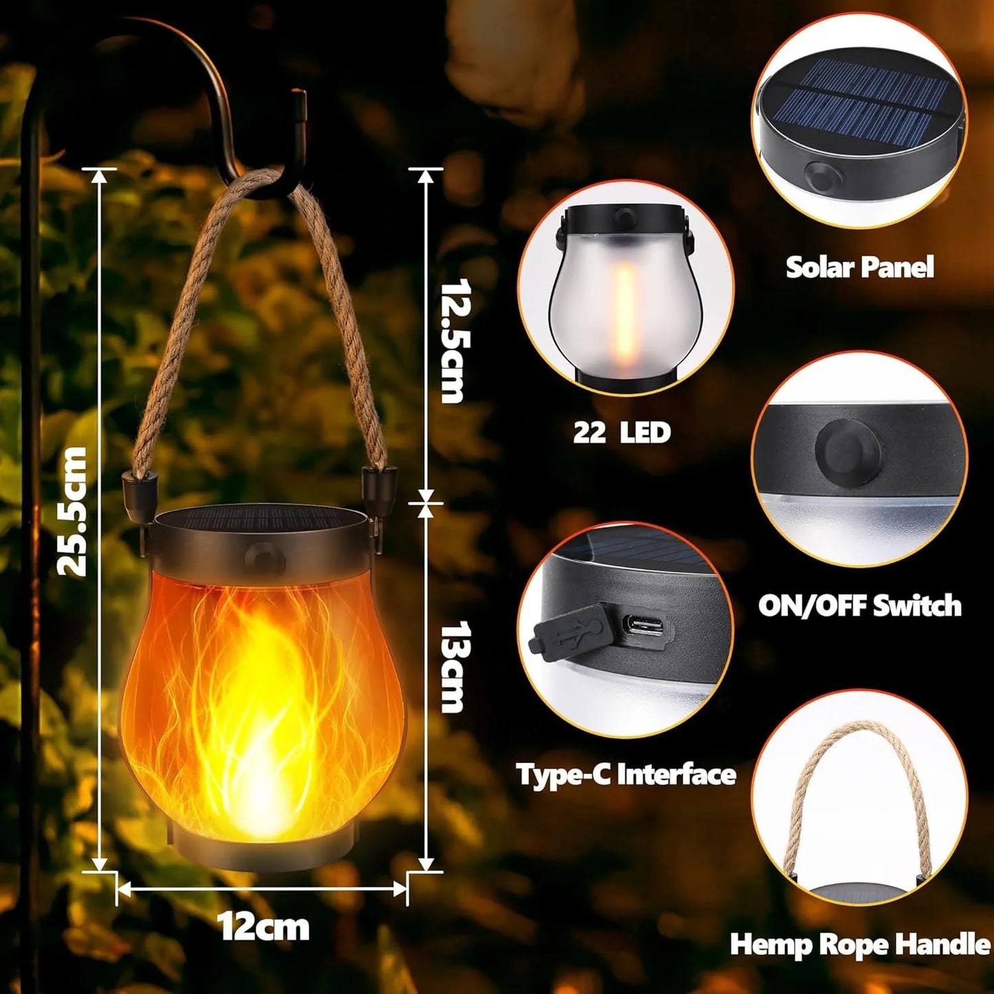 Solar Flame Rope Lantern