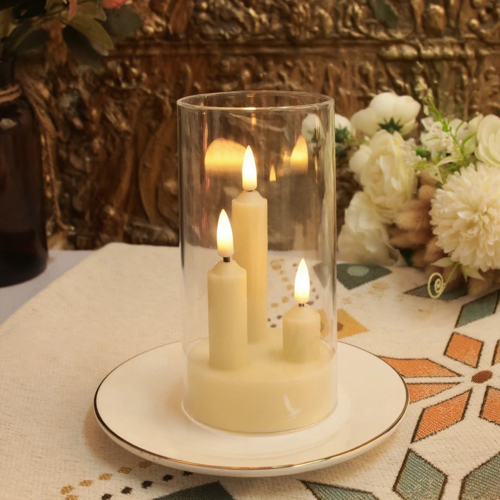 Flameless Taper Candles Set - Flickering LED Pillar Candles for Wedding, Dining Table & Home Decor