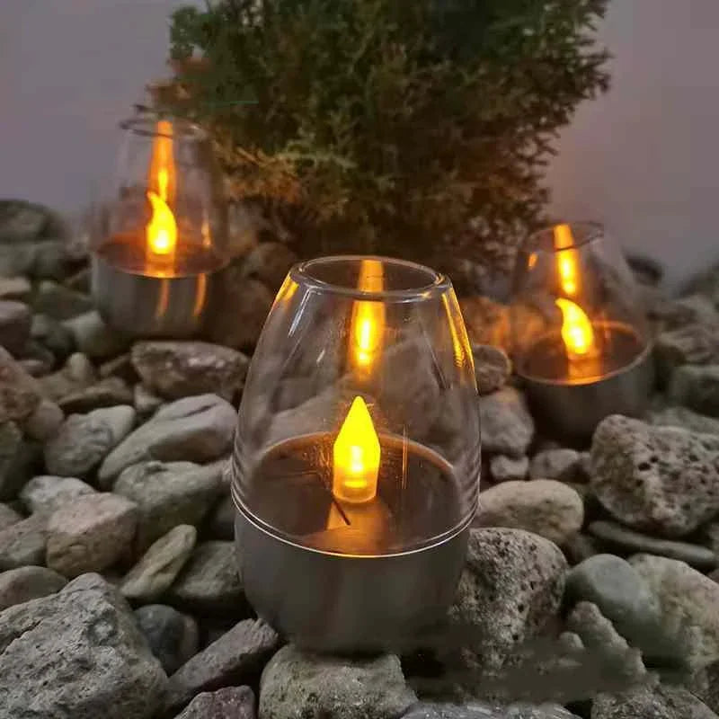 Solar Flameless Candles Outdoor Waterproof - Flickering LED Candle Lights for Garden, Patio & Wedding Decor