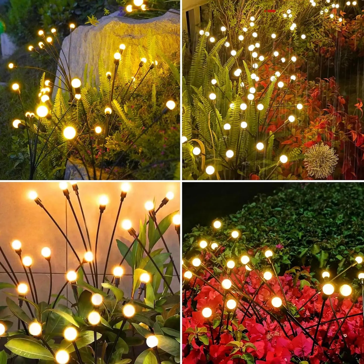 Solar Firefly Garden Lights Outdoor - 10 LED Swaying Stake Lights for Yard, Pathway & Garden Decor