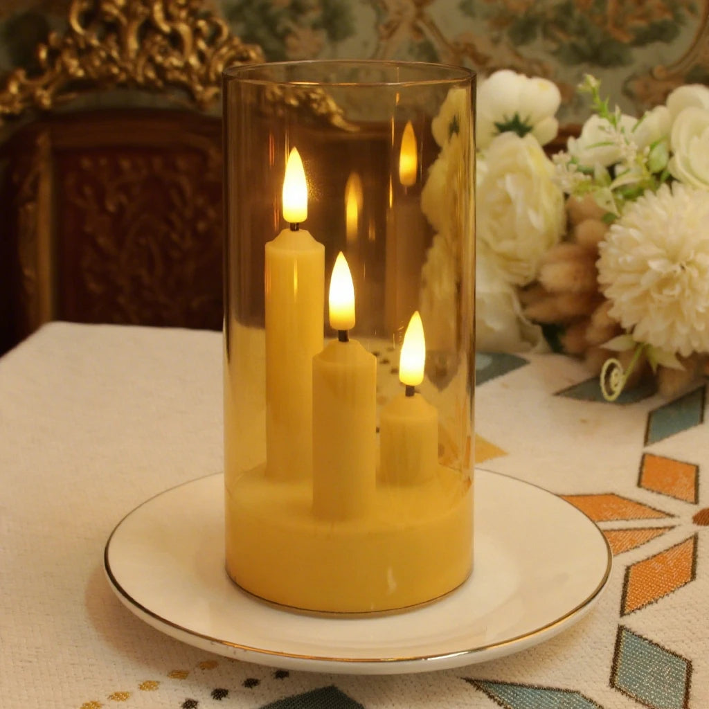 Flameless Taper Candles Set - Flickering LED Pillar Candles for Wedding, Dining Table & Home Decor