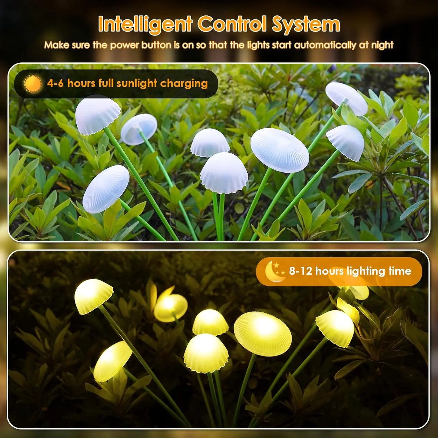 Solar Mushroom Garden Lights Outdoor - Warm White LED Jellyfish Stake Lights for Lawn, Patio & Garden Decor
