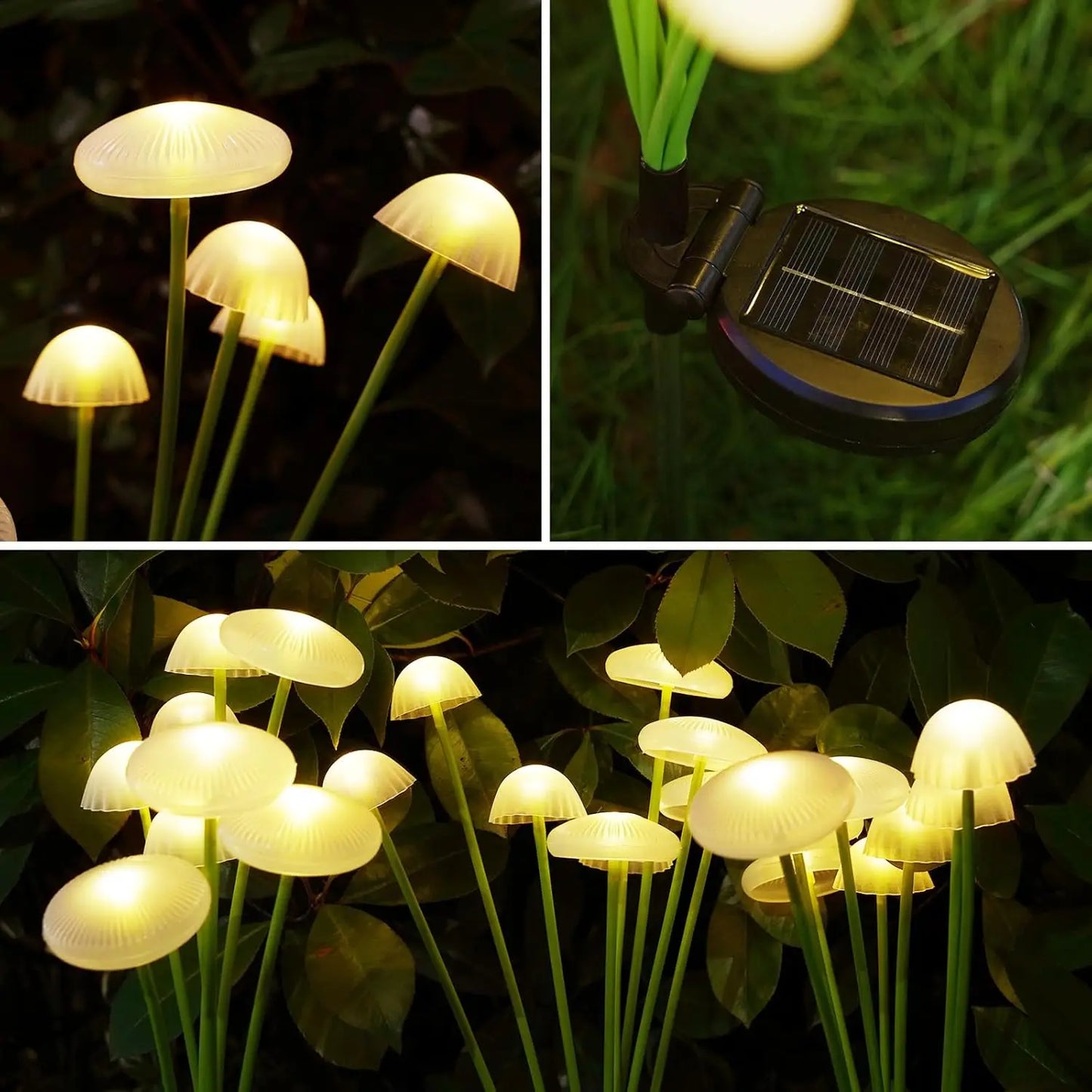 Solar Mushroom Garden Lights Outdoor - Warm White LED Jellyfish Stake Lights for Lawn, Patio & Garden Decor