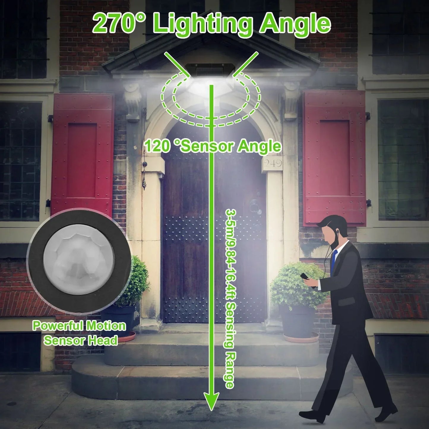 Solar Motion Sensor Light Outdoor - 100 LED 1000LM Security Wall Light for Garden, Yard & Driveway